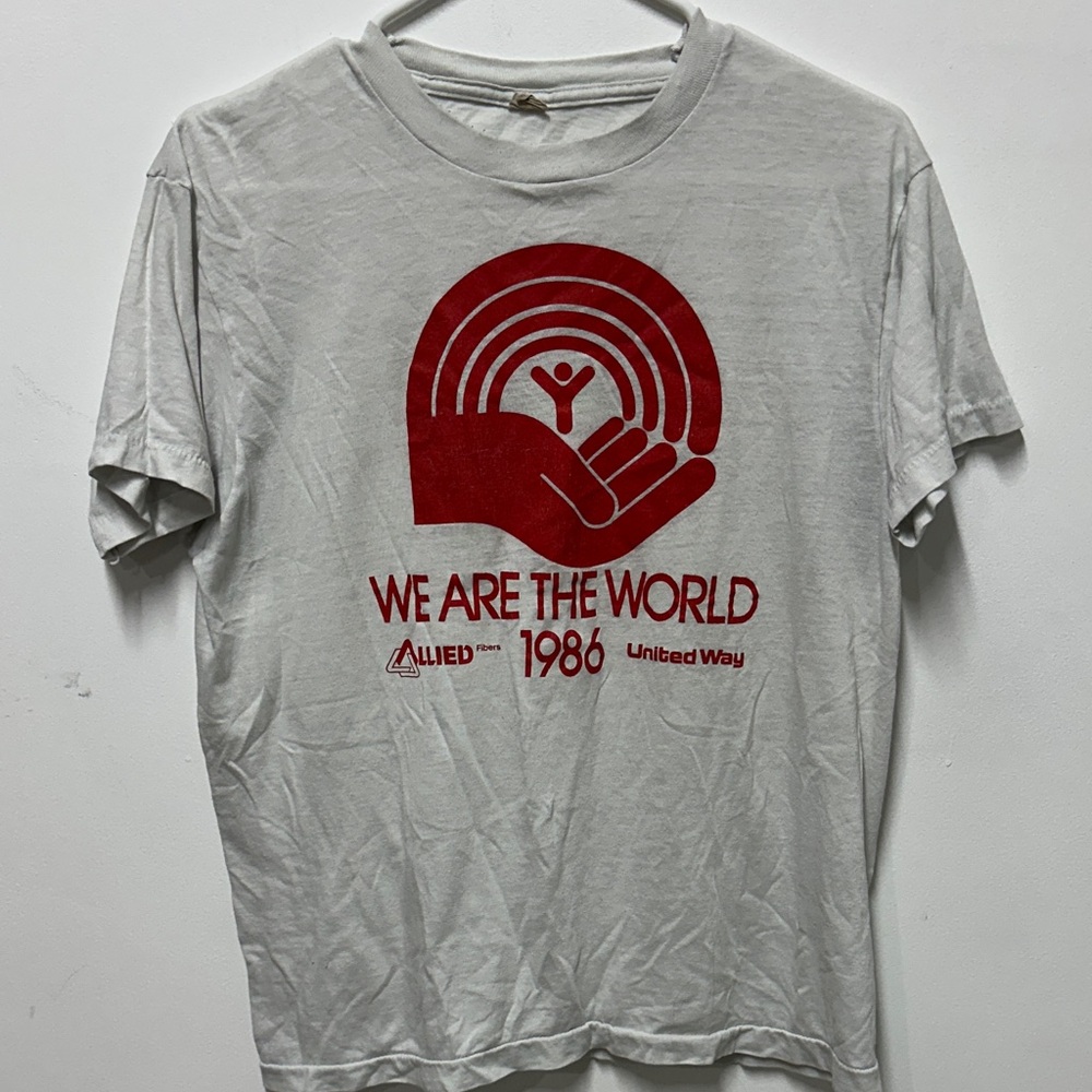 Paper-Thin Vintage 1986 We Are The World Shirt Sz L